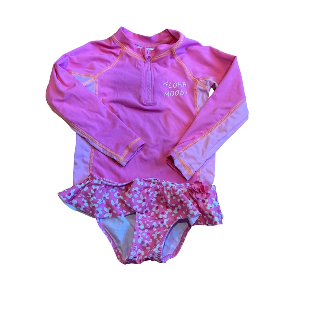 Zara Pink Rashguard Swim Set with Shimmery Finish
